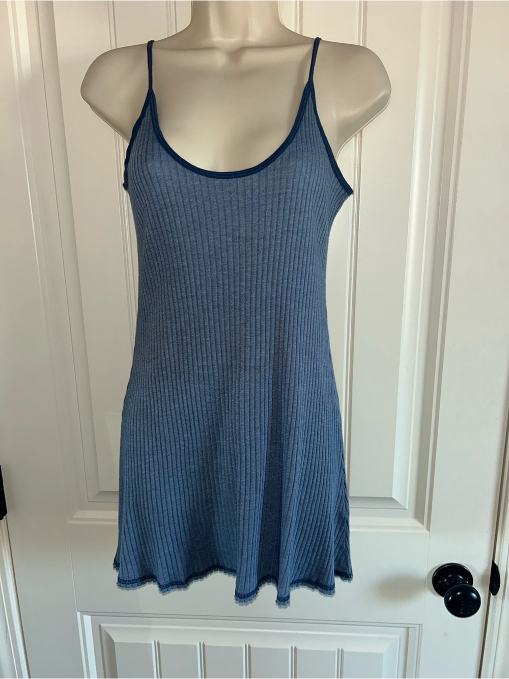 NEW Hard Tail Blue Ribbed Slip Dress Sz S so soft